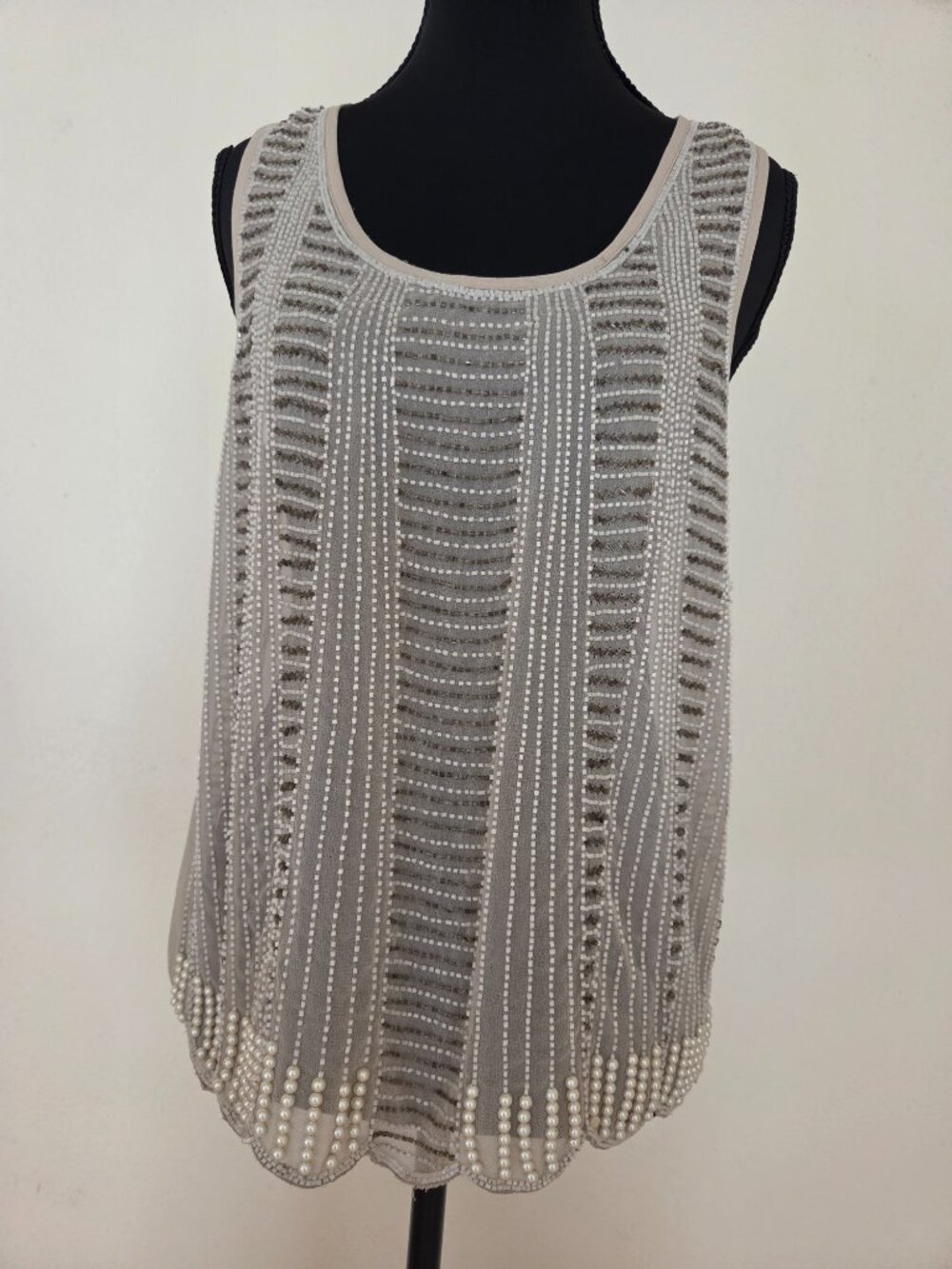 Vintage Matty M Sheer Beaded Sleeveless Blouse